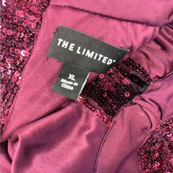 The Limited Burgundy Wine Sequin Halter Neck Mini Dress Size XL - Picture 7 of 9